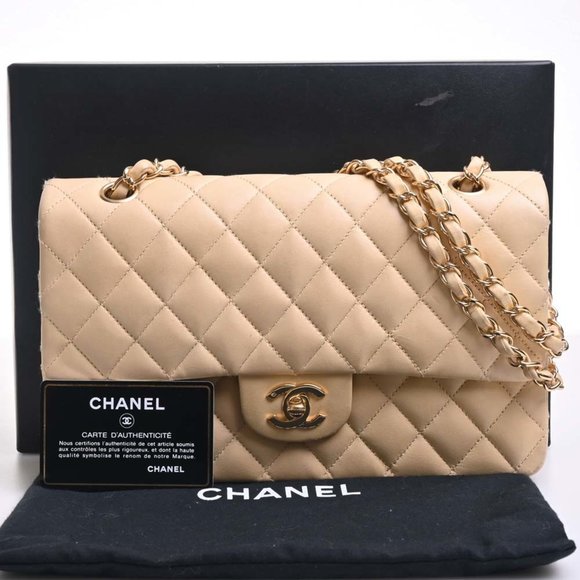 CHANEL Leather Matelasse Coco Mark W Flap Chain Shoulder Bag Beige Women's - Picture 3 of 10